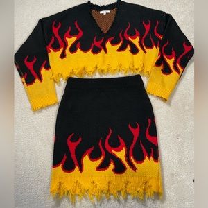 Knitted flame skirt set